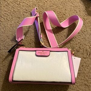 Kate Spade Pink and White Structured Clear Crossbody Bag. NWT.
